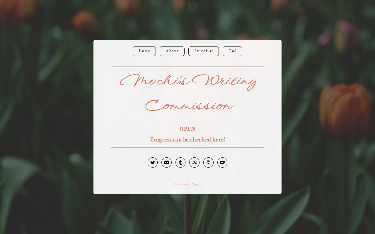 Mochi's writing commission